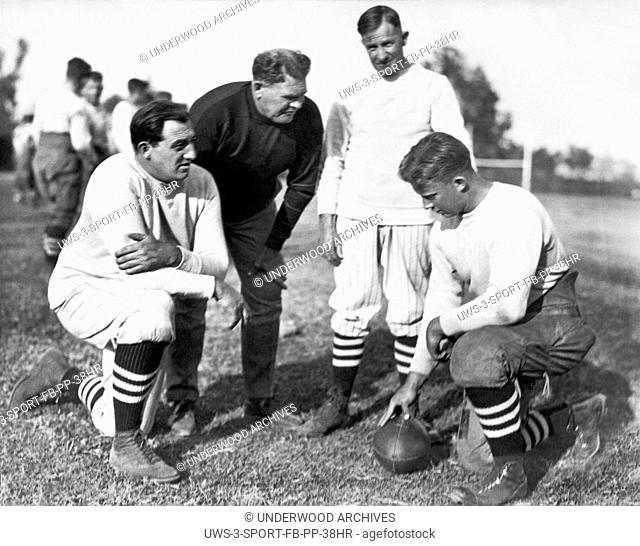 Stanford, California: November, 1924 Glenn Pop Warner is the new football coach at Stanford University. L-R: Tiny Thornhill