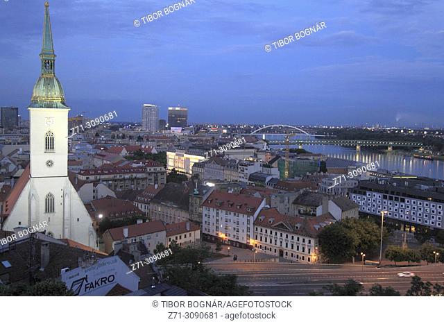 Slovakia, Bratislava, skyline, general view, St Martin Cathedral,