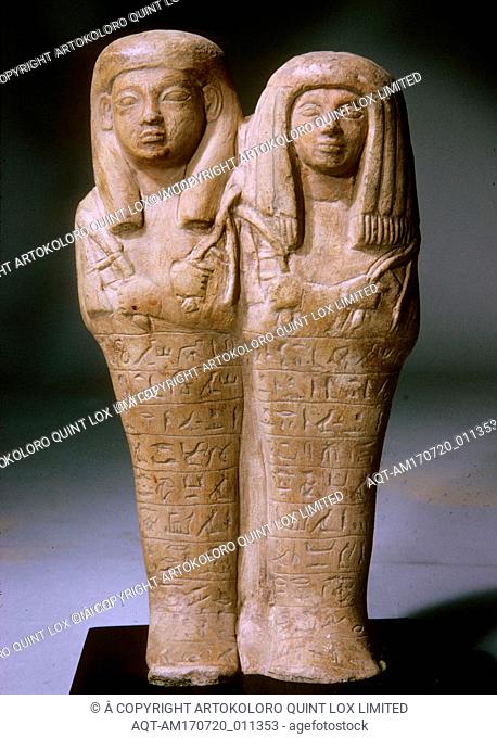 Double Shabti of Khaemwaset and Mesyt, Late New Kingdom, Dynasty 18â€“19, ca. 1336â€“1213 B.C., From Egypt, Limestone, H. 22 cm (8 11/16 in)