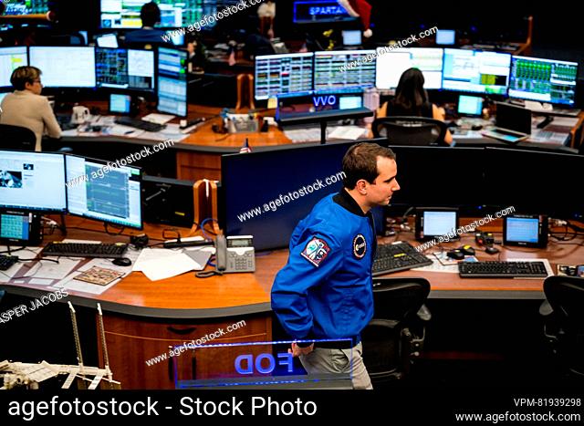 Raphaël Liégeois pictured in mission control during a visit to the NASA Lyndon B. Johnson Space Center in Houston, United States of America on Saturday 09...