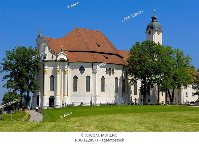 Wieskirche, Wies church, Wies, Near Steingaden, UNESCO World Heritage Site, Romantic Road, Romantische Strasse, Upper Bavaria, Bavaria, Germany, Europe