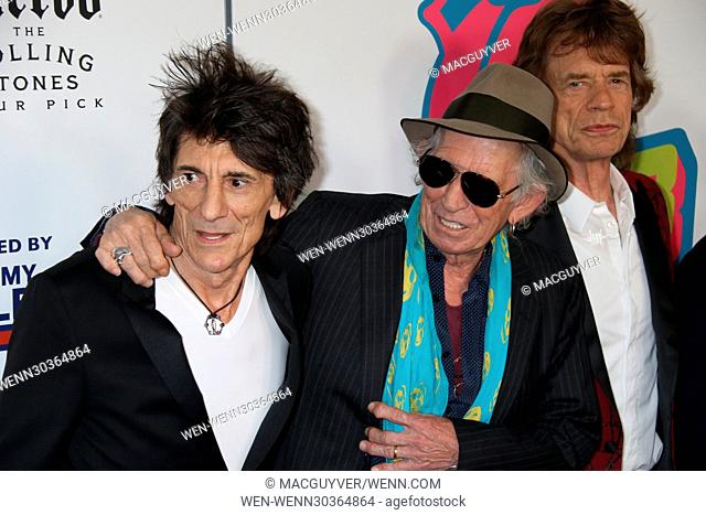 The Rolling Stones Exhibitionism opening night held at Industria Superstudio - Arrivals Featuring: Mick Jagger, Keith Richards, Ronnie Wood Where: New York City
