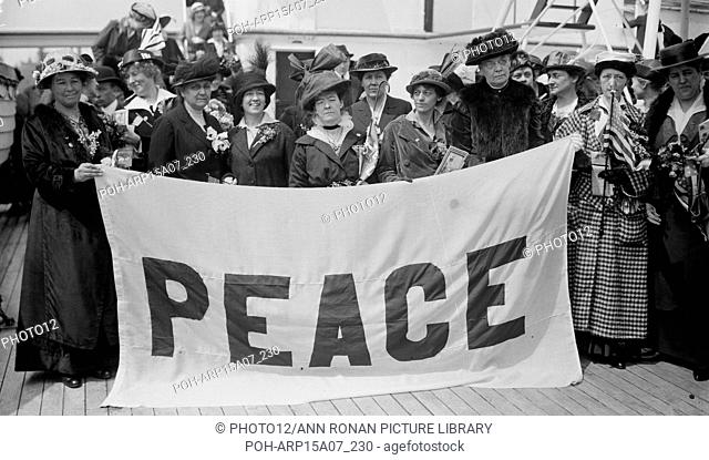 Peace Delegates on NOORDAM -- Suffragists Mrs. P. Lawrence, Jane Addams, Anita Molloy