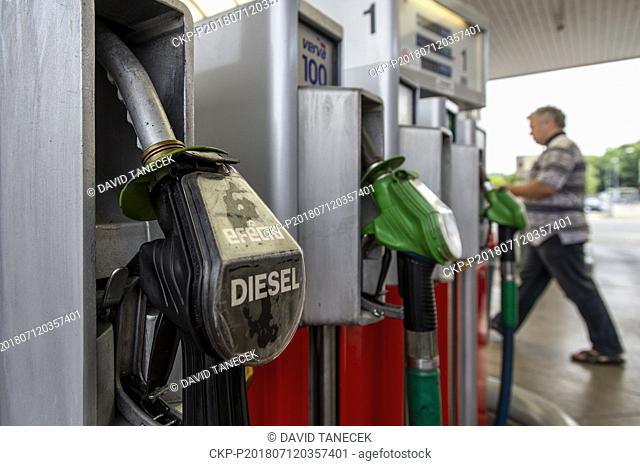A filling station in Dvur Kralove nad Labem, Czech Republic, on July 12, 2018. Natural 95 petrol prices rose by 5 hellers over the past week to Kc33