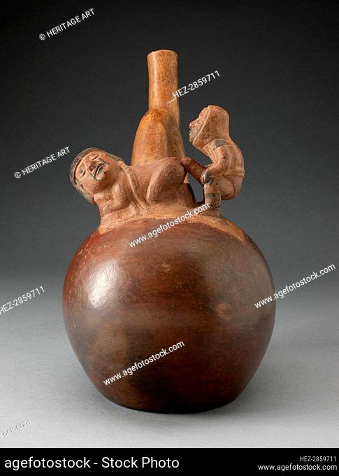 Handle Spout Vessel Depicting an Erotic Scene, 100 B.C./A.D. 500. Creator: Unknown