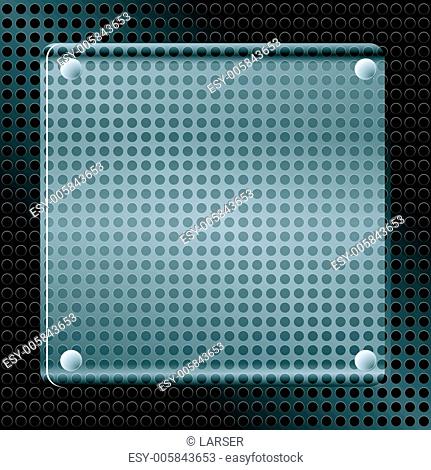 Vector illustration of a metallic background with holes and a gl