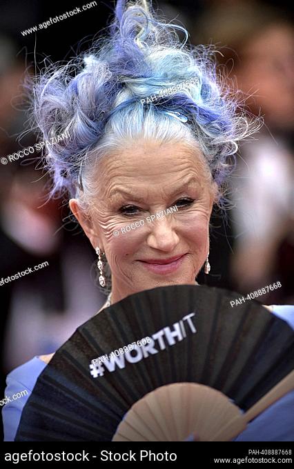 CANNES, FRANCE - MAY 16: Helen Mirren attend the ""Jeanne du Barry"" Screening & opening ceremony red carpet at the 76th annual Cannes film festival at Palais...