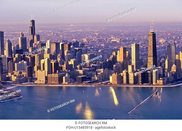 The Chicago Skyline at Sunrise, Chicago, Illinois