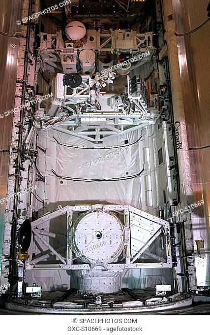 07/23/1997 -- Space Shuttle orbiter Discovery's payload bay doors are closed in preparation for the flight of mission STS-85