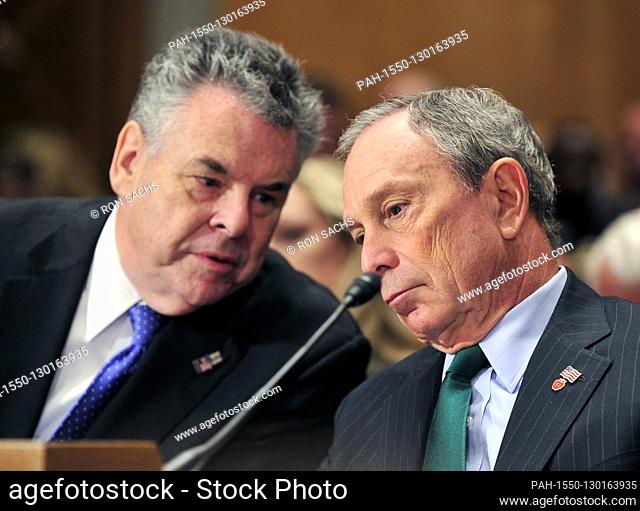 United States Representative Peter T. King (Republican of New York), left, shares some thoughts with Mayor Michael R. Bloomberg of New York