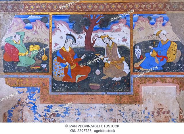 Wall painting, Chehel Sotoun, garden palace, interior, Isfahan, Isfahan Province, Iran