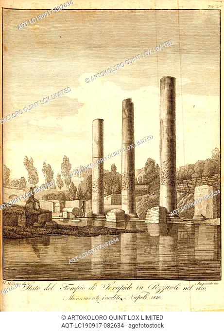 State of the Temple of Serapis in Pozzuoli in 1810, Macellum of Pozzuoli, ruins of a Roman market, signed: I. I. Midleton dis, Imparato inc, Fig