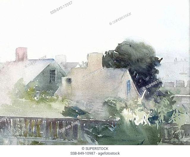 Old Homestead by Alice Kent Stoddard, watercolor, 1935, 1884-1976, USA, Pennsylvania, Philadelphia, David David Gallery