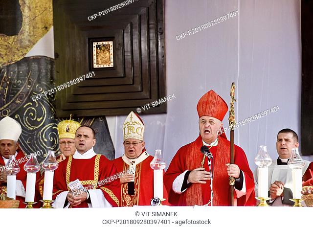 Roman Catholic archbishop of Olomouc Jan Graubner (2nd from right) celebrates the usual pilgrimage Mass commemorating Saint Wenceslas