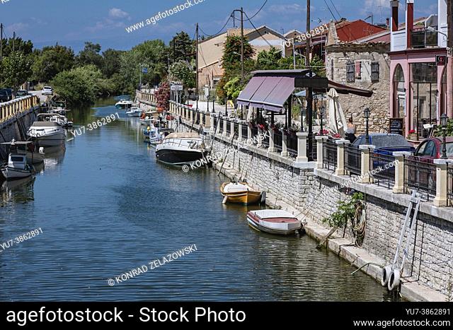 Channel in Lefkimmi town on the island of Corfu, Ionian Islands, Greece