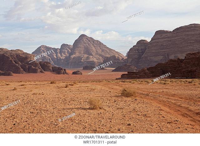 Rock formations in the desert Wadi Rum, Jordan