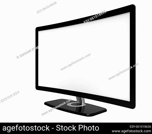 Curved tv screen, isolated on white background