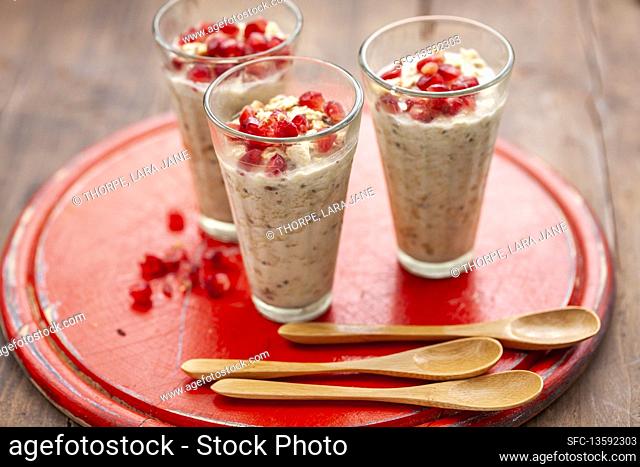 Overnight Oats with pomegranate seeds