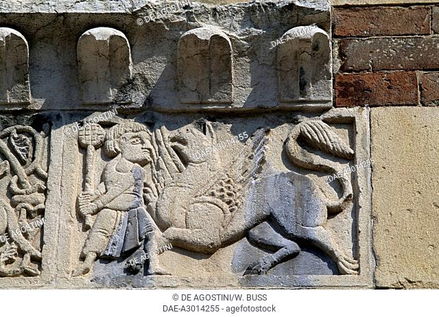 Griffin, detail from the sculptural decoration, Cathedral of St Mary of the Assumption (12th century), Verona (UNESCO World Heritage List, 2000), Veneto, Italy