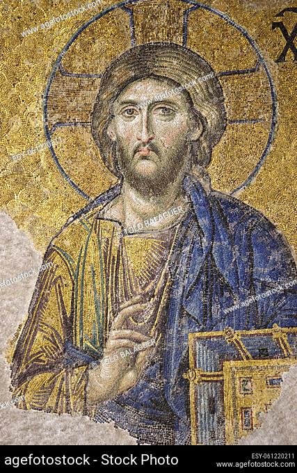 Mosaico de Jesucristo. Galeria sur. Santa Sofia , iglesia de la santa sabiduria, siglo VI. Sultanahmet. Estambul. Turquia. Asia