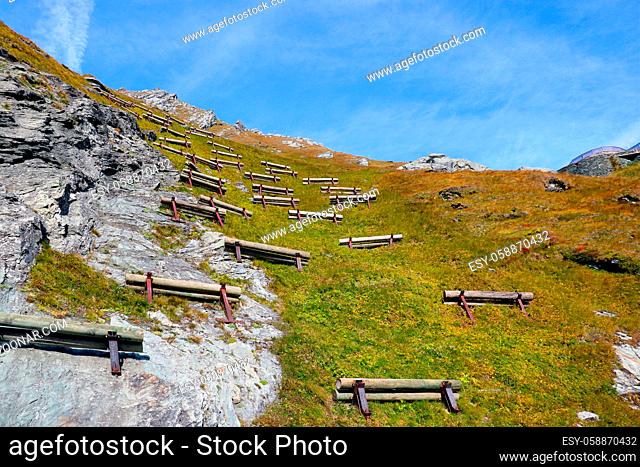 Mountain slope on a clear autumn day. Alps, Austria