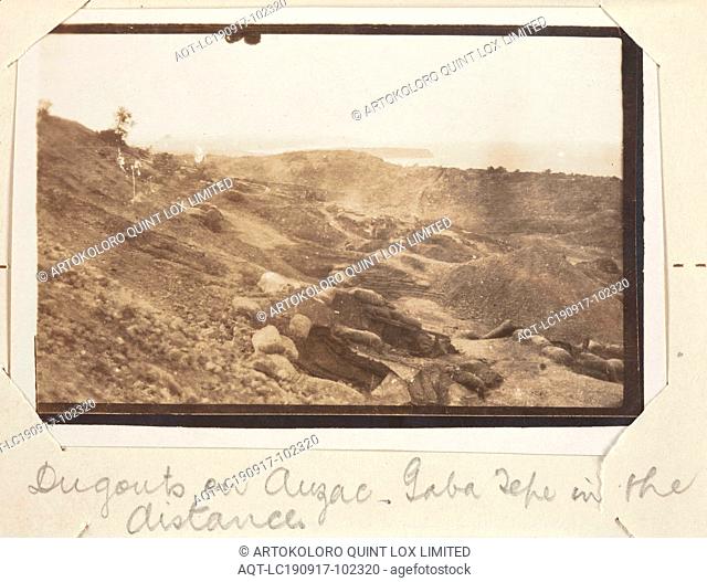 Photograph - 'Dugouts on Anzac', Gallipoli, Private John Lord, World War I, 1915, Black and white photographic print depicting dugouts at Gallipoli with Gaba...