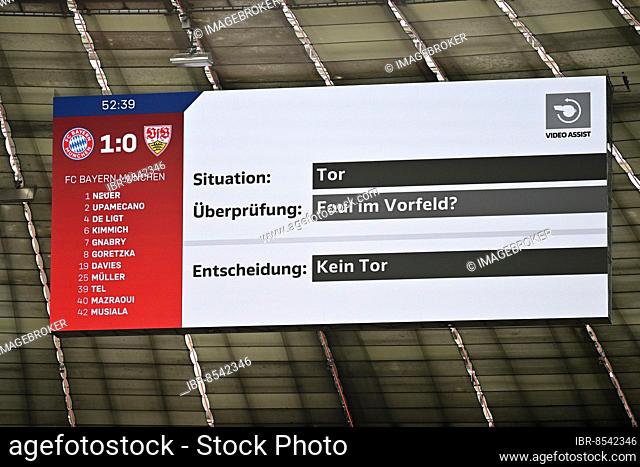 Scoreboard Video Assist, Result, Allianz Arena, Munich, Bavaria, Germany, Europe