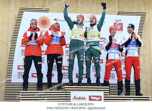 24 February 2019, Austria, Seefeld: Nordic skiing, world championship, combination - team sprint, large hill/2 x 7.5 km cross-country skiing, men
