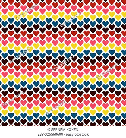 Seamless colorful abstract pattern created from repetitive hearts