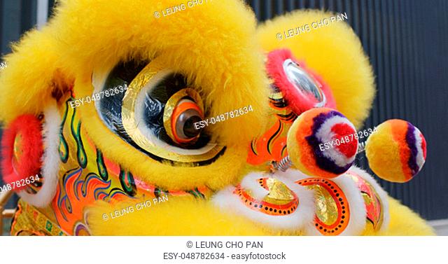 Yellow Chinese lion dance