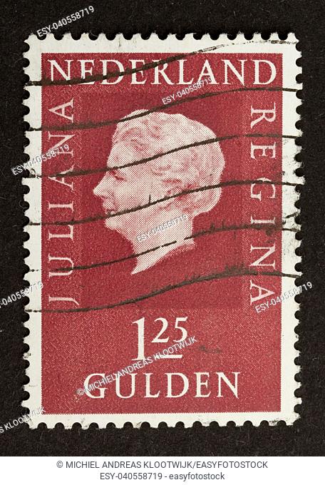 HOLLAND - CIRCA 1970: Stamp printed in the Netherlands shows the queen (Juliana), circa 1970