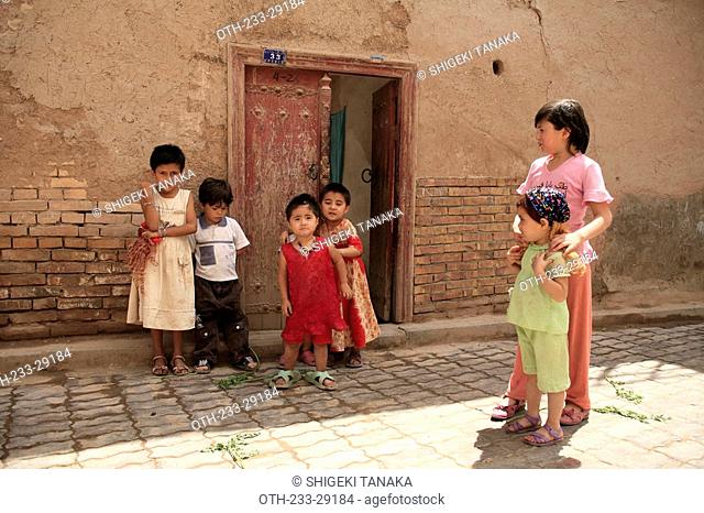 Uyghur kids at the old city of Kashgar, Xinjiang