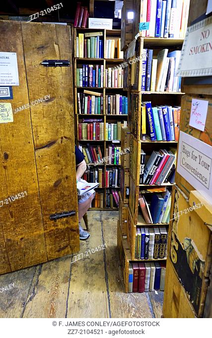 A man reads in a rural bookstore in Pennsylvania