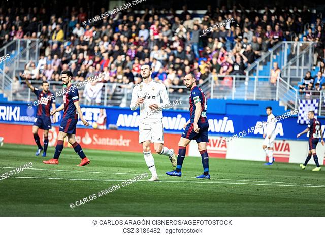 Gareth Bale, Real Madrid player regrets a canceled goal during the La Liga match between Eibar and Real Madrid CF at Ipurua Stadium on November 24