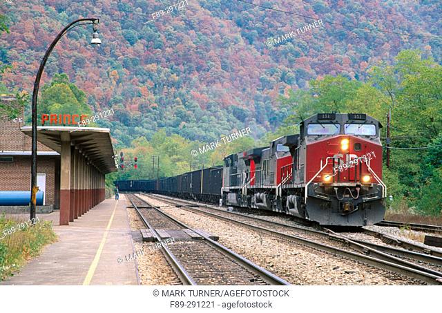 Coal train in Prince Station. West Virginia, USA