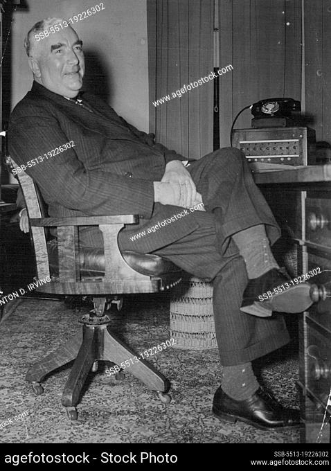 The prime Minister Mr. R.G. Menzies photographed at his first Press conference since becoming Prime Minister this afternoon. April 17, 1950