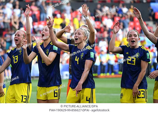 29 June 2019, France (France), Rennes: Football, women: World Cup, final round, quarter finals, Germany - Sweden at Roazhon Park