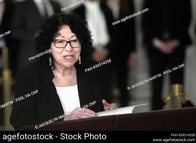 Associate Justice of the Supreme Court Sonia Sotomayor speaks during a service for former Associate Justice of the Supreme Court Sandra Day O'Connor in the...