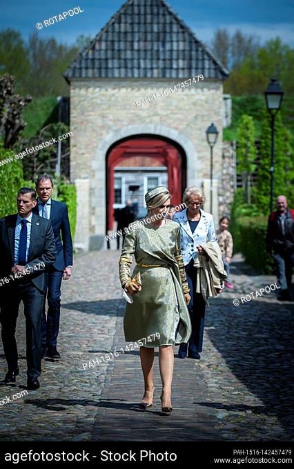 Queen Maxima of The Netherlands at Vesting Bourtange, on May 10, 2021, to attend the signature of the Akkoord Groningen Oost for 8000 children