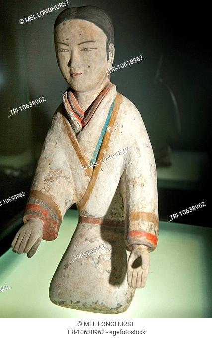 Excavated painted terracotta exhibit, Han Yang Ling Museum, Zhangjiawan, near XiÕan, Shaanxi Province, China