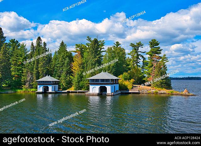 Boathouses on Lake of the Woods, Kenora, Ontario, Canada