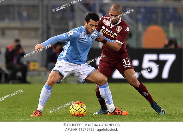 2015 Serie A Football Lazio v Torino Oct 25th. 25.10.2015. Rome, Italy. Serie A Football. Lazio versus Torino. Felipe Anderson is challenged by Bruno Peres