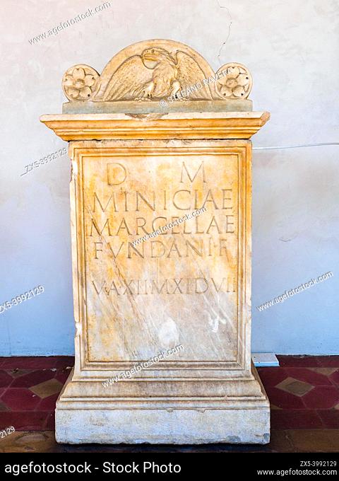 Funerary altar of Minicia Marcella, daughter of Caius Minicius Fundanus, who died at the age of twelve years, eleven months and seven days
