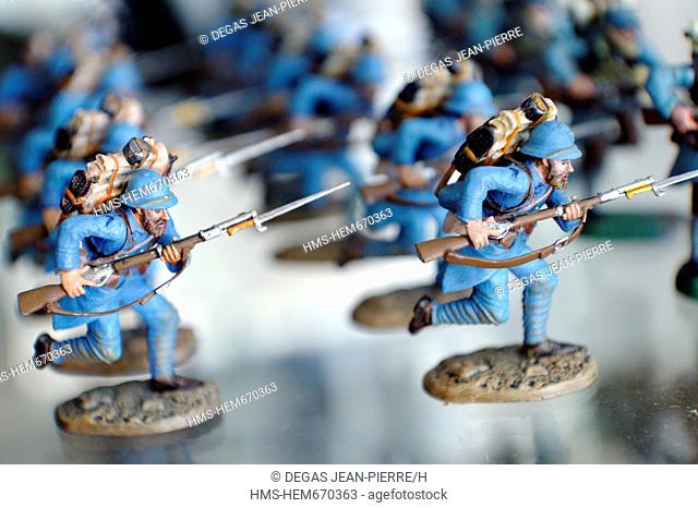 France, Meuse, Verdun, La Tranchee Du Poilu, specializing in antique objects from the First World War, French painted tin soldiers