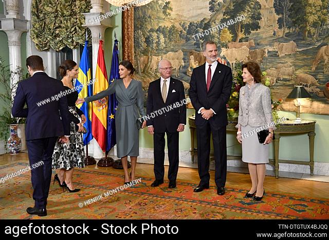 Prince Daniel, Crown Princess Victoria, Queen Letizia of Spain, King Carl Gustaf, King Felipe of Spain, Queen Silvia at a reception at the at the residence of...