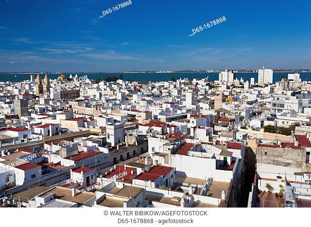Spain, Andalucia Region, Cadiz Province, Cadiz, elevated city view from the Torre Tavira tower