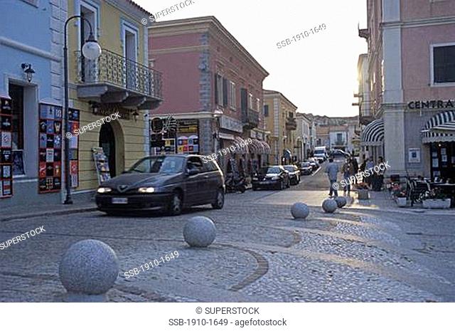 Street scene in Santa Teresa Gallura northern Sardinia in late pm ITALY Sardinia