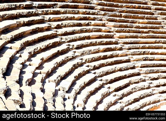 in  turkey  europe aspendos the old theatre abstract texture of step and gray