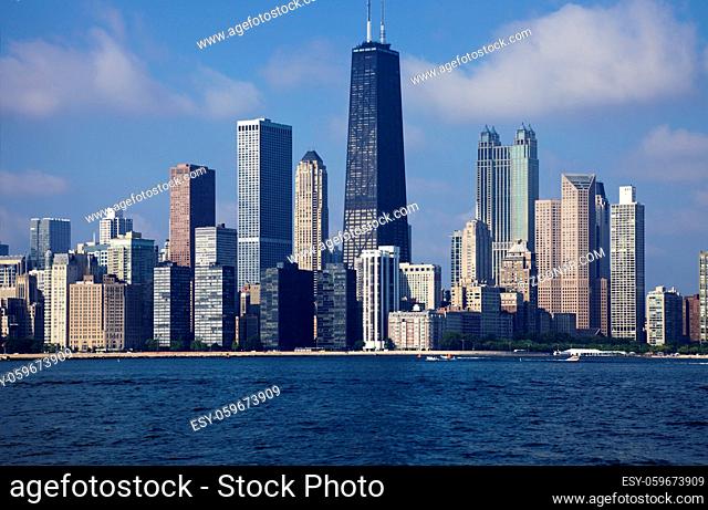 Downtown Chicago seen from the Lake - morning time