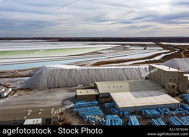 Freedom, Oklahoma - Cargill's solar salt plant. The company pumps naturally salty water from along the Cimarron River into shallow ponds